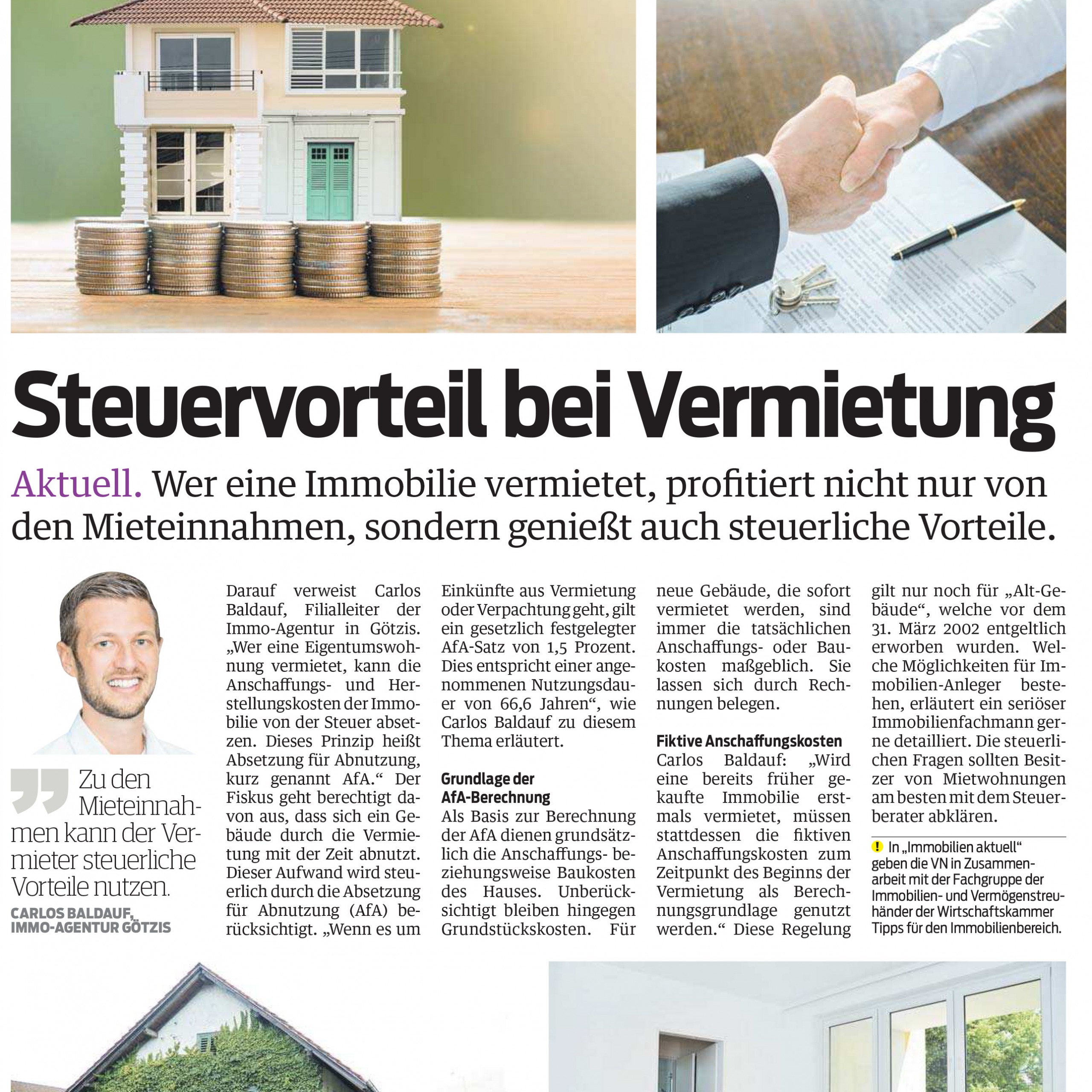 Steuervorteil bei Vermietung „Vorarlberger Nachrichten"