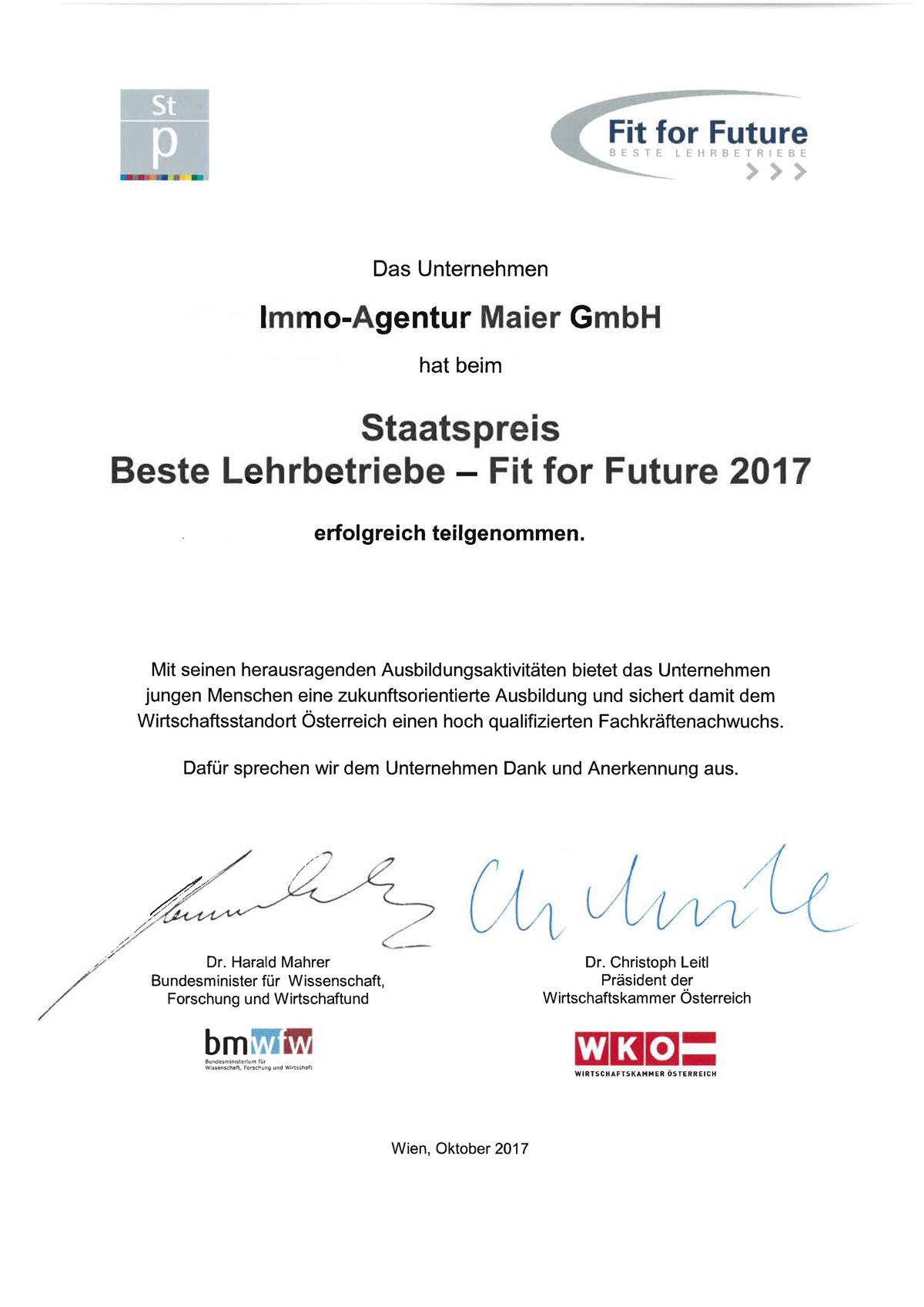 Immo-Agentur-Lehrlinge FIT FOR FUTURE!